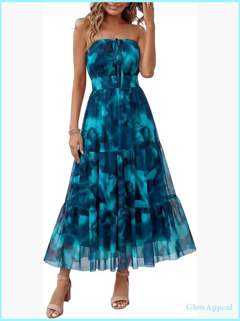 Women's Strapless Summer Maxi Dress Sleeveless Floral Boho Beach Wedding Guest